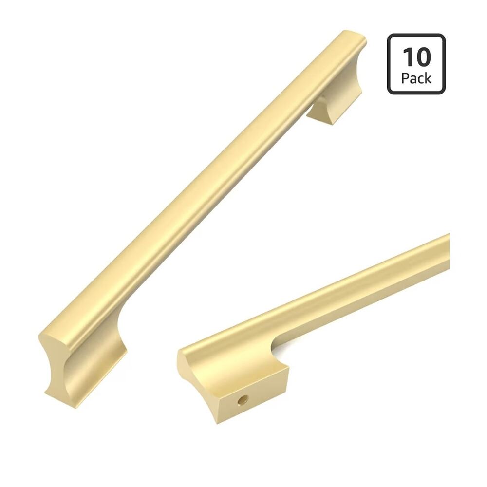 Asidrama 10 Pack 7.5" Brushed Gold Cabinet Pulls Modern Drawer Handles
